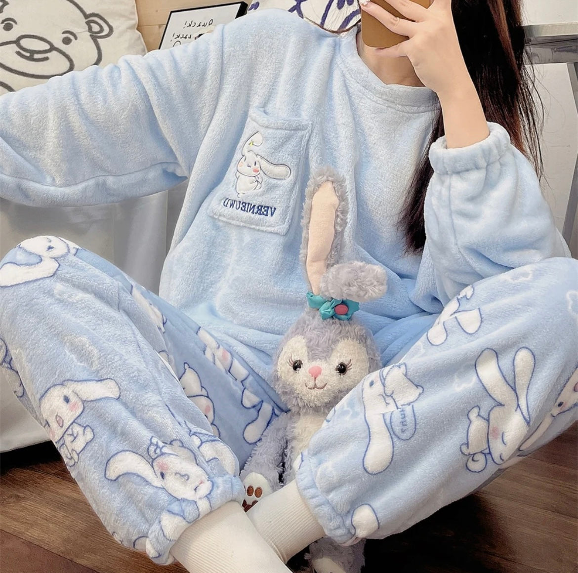 Kawaii Character Cinna Fluffy Pyjamas Pjs Set - Bouquet Blossoms Shop