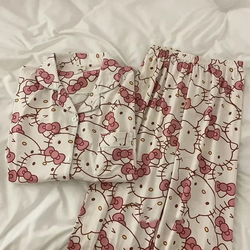 Kawaii Kitty Multi Face Pyjama Pjs Set - Bouquet Blossoms Shop