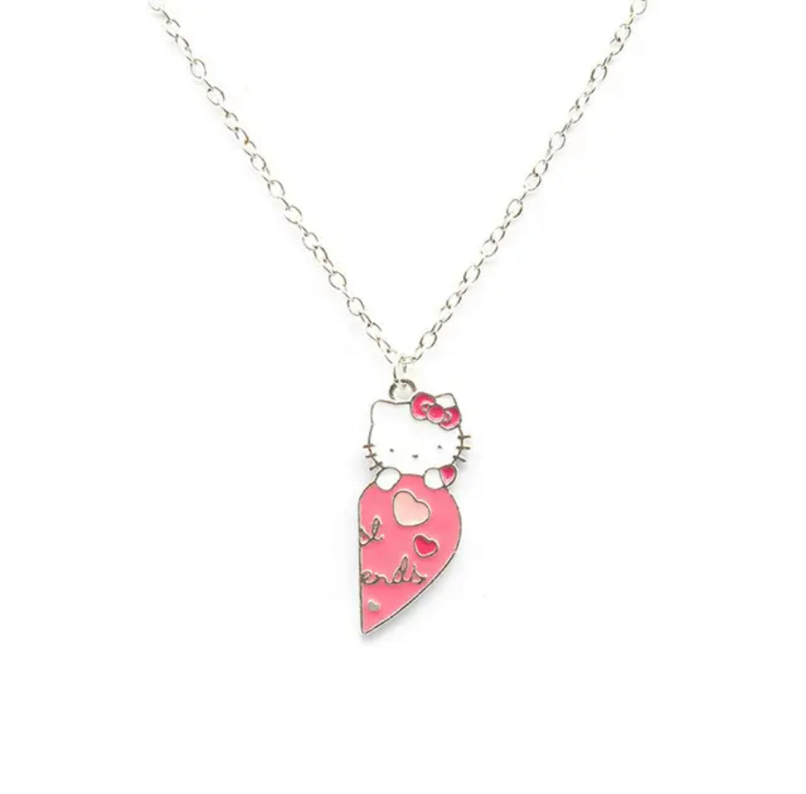 Kitty Kawaii Best Friend Bestie Heart Necklace - Bouquet Blossoms Shop