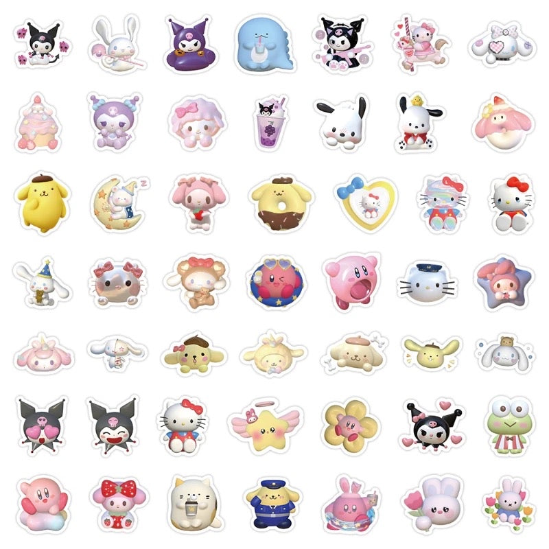 Kawaii Characters 3D 100pcs Stickers - Bouquet Blossoms Shop