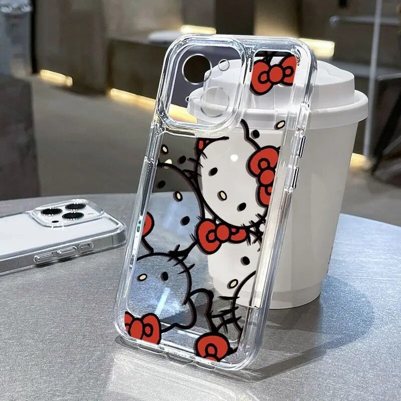 Kitty Kawaii Multi Clear Red Bow Phone Cases - Bouquet Blossoms Shop