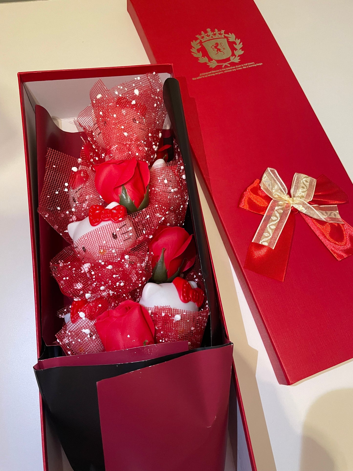 Kitty Kawaii Red Rose Christmas Valentines Bouquets - Bouquet Blossoms Shop