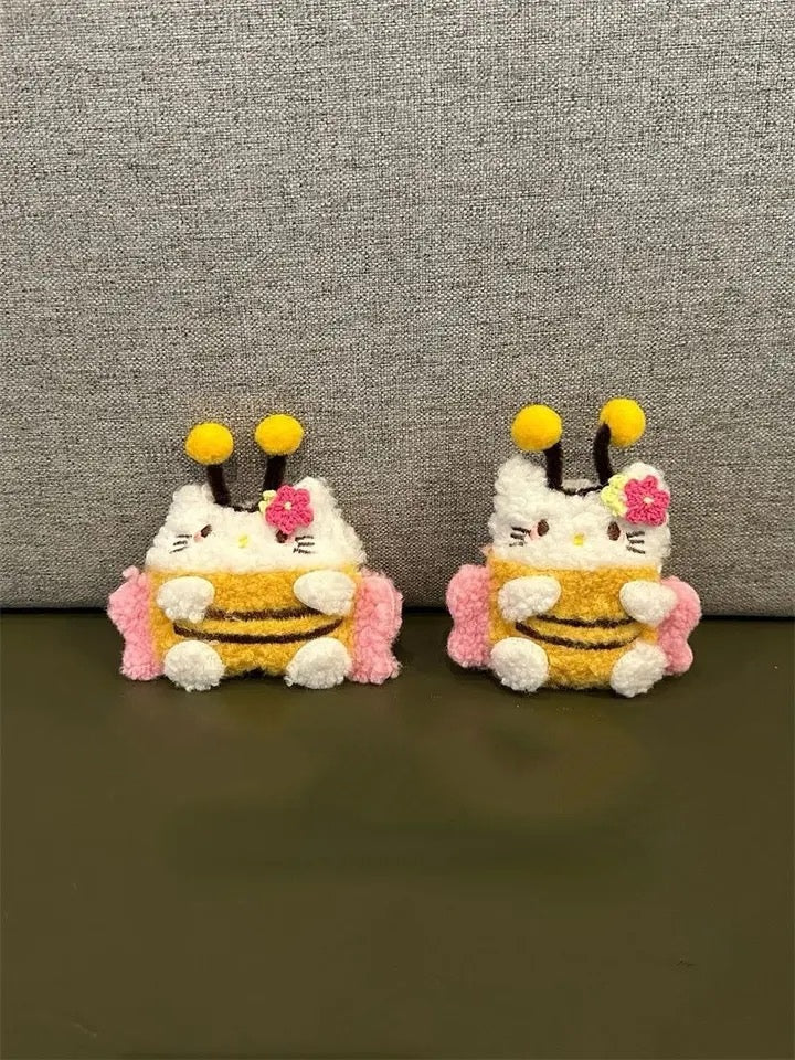 Kitty Kawaii Fluffy Fuzzy Bumblebee Airpod Case - Bouquet Blossoms Shop