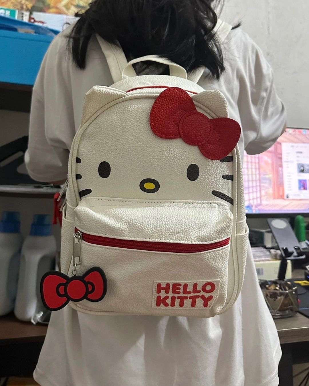 Kitty Kawaii Red White Bow Backpack Bag - Bouquet Blossoms Shop