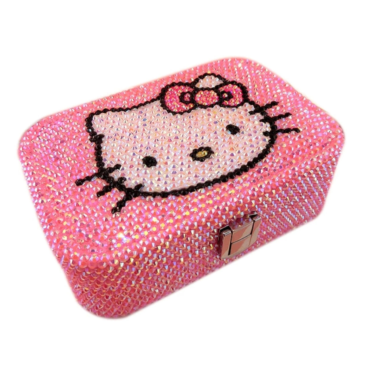 Kitty Kawaii Y2K Pink Rhinestone Diamanté Jewellery Box - Bouquet Blossoms Shop