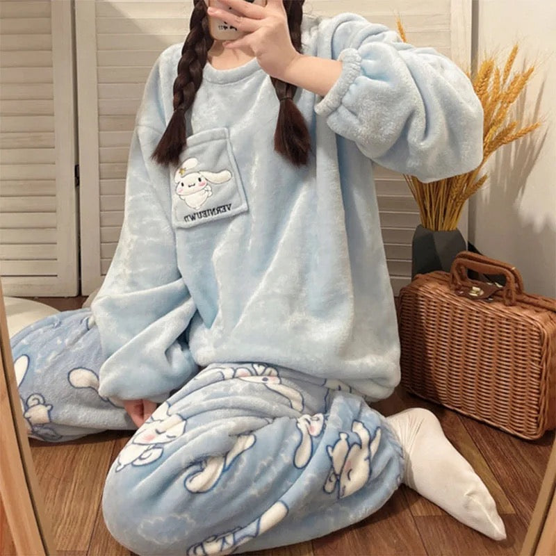 Kawaii Character Cinna Fluffy Pyjamas Pjs Set - Bouquet Blossoms Shop