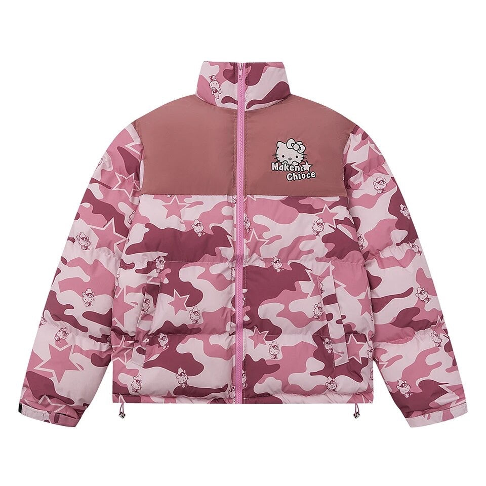 Kitty Kawaii Camo Puffer Jacket (Multiple Colours) - Bouquet Blossoms Shop