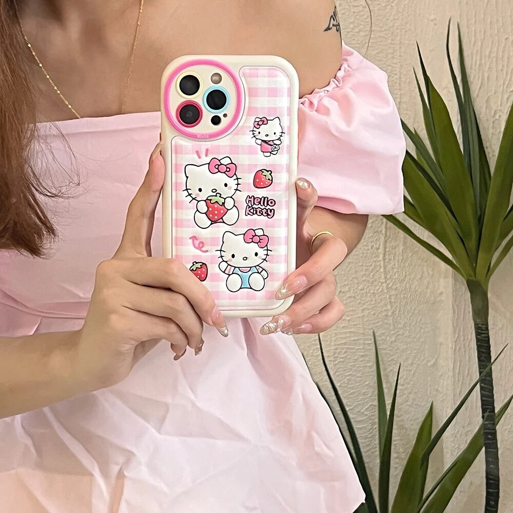 Kitty Kawaii Strawberry Phone Cases - Bouquet Blossoms Shop