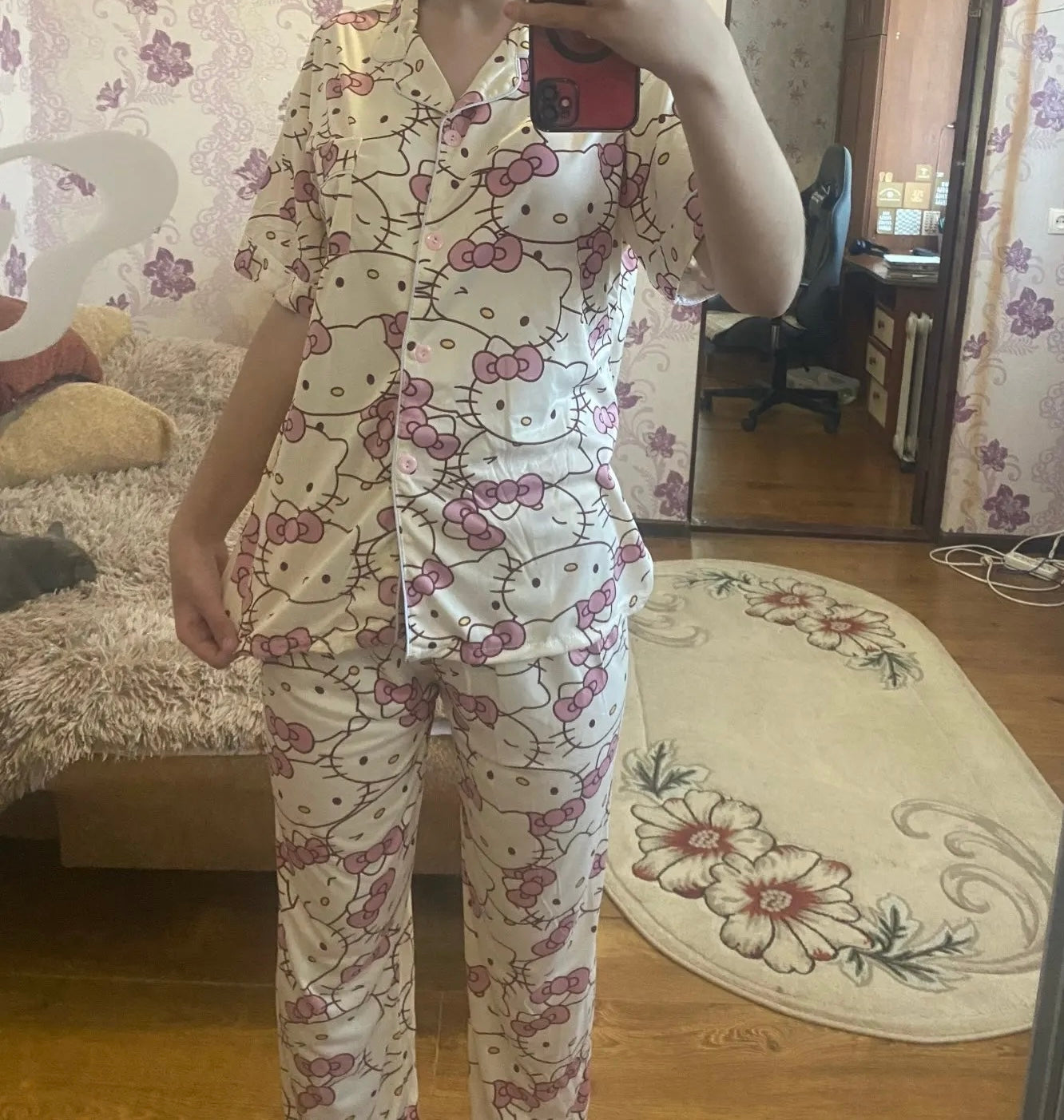 Kawaii Kitty Multi Face Pyjama Pjs Set - Bouquet Blossoms Shop