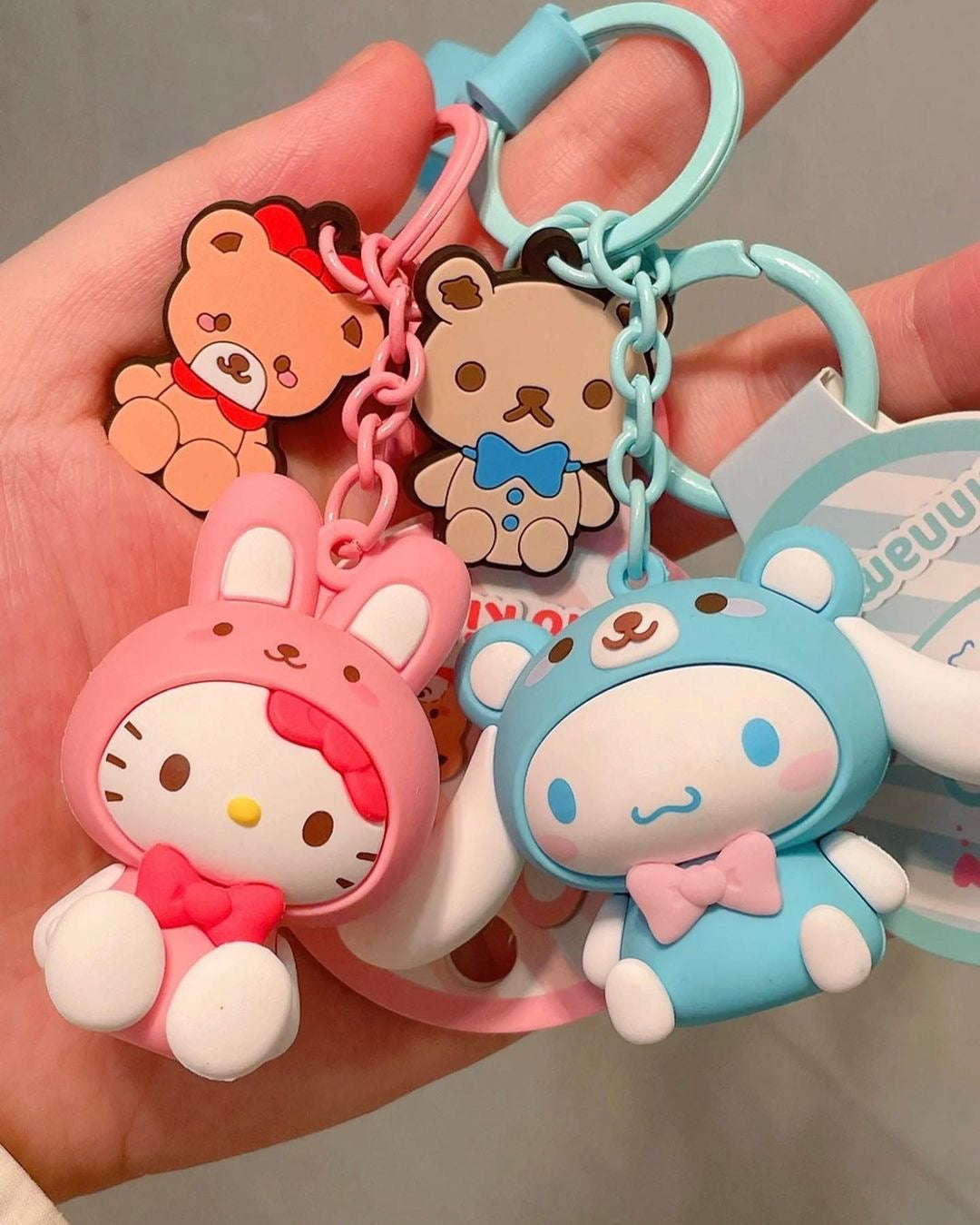 Kawaii Character Silicone Bear Bunny Keychains - Bouquet Blossoms Shop