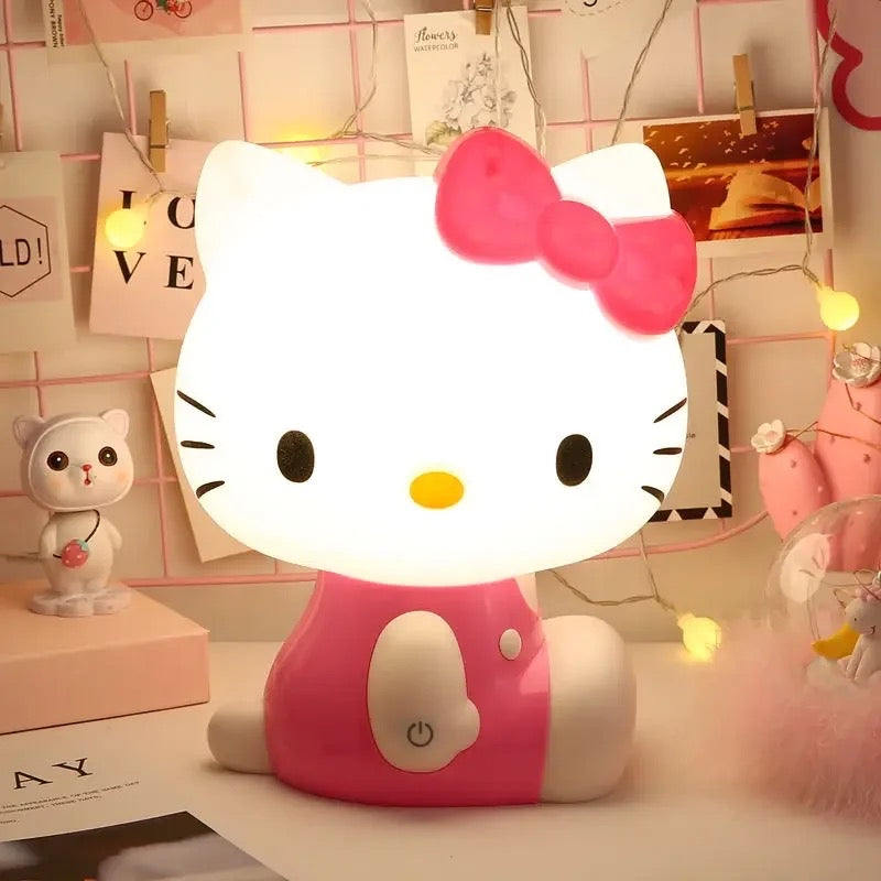 Kitty Kawaii Pink Red Bow LED Night Lamps - Bouquet Blossoms Shop