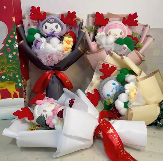 Kawaii Character Christmas Plush Bouquets (4 Styles) - Bouquet Blossoms Shop