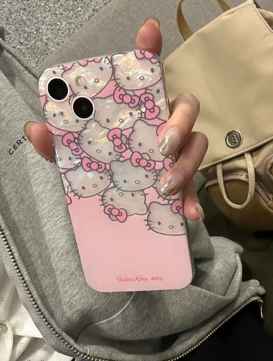 Kitty Kawaii Marble APPLE Holographic IPHONE Case - Bouquet Blossoms Shop