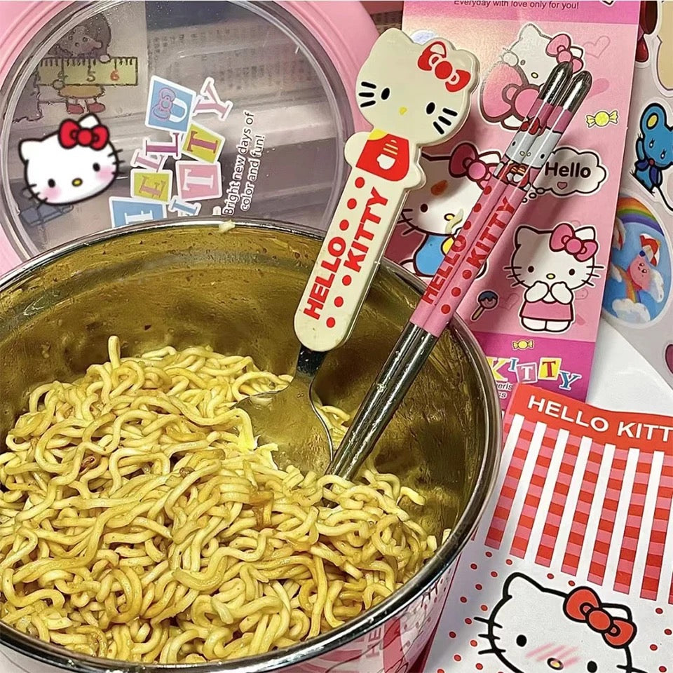 Kitty Kawaii Stainless Steel Noodle Ramen Bowl - Bouquet Blossoms Shop