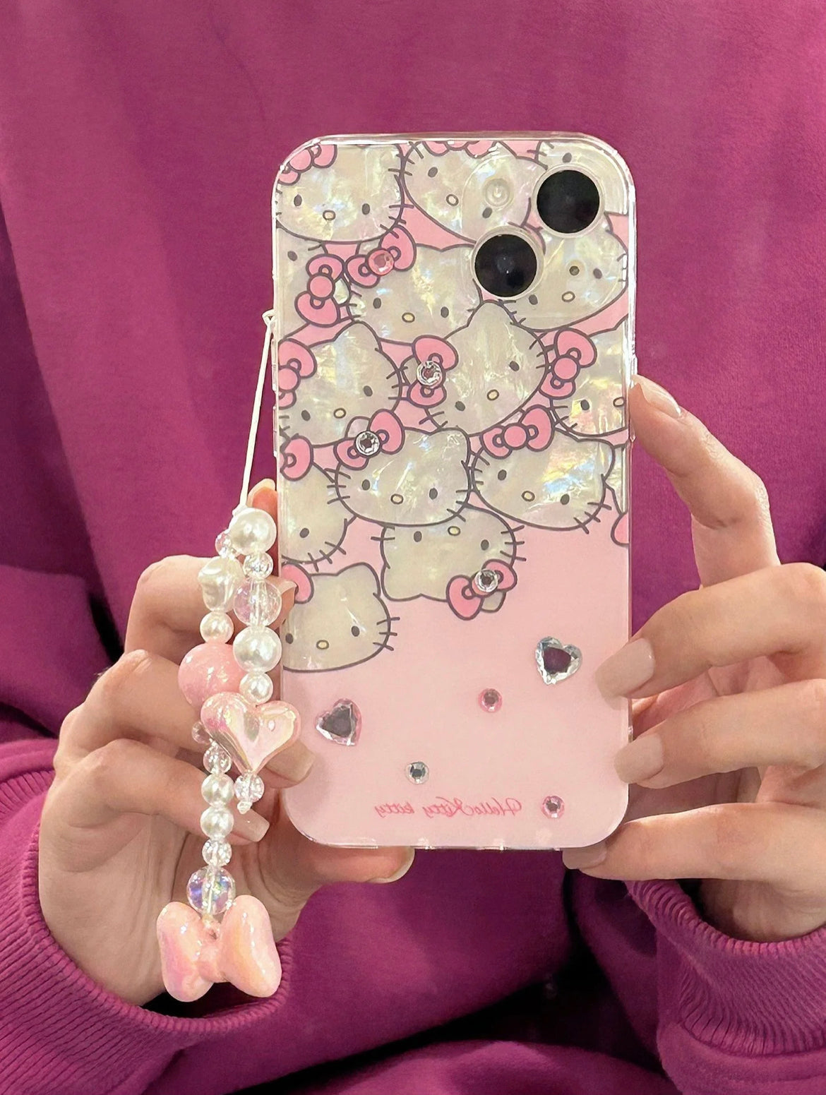 Kitty Kawaii Marble APPLE Holographic IPHONE Case - Bouquet Blossoms Shop