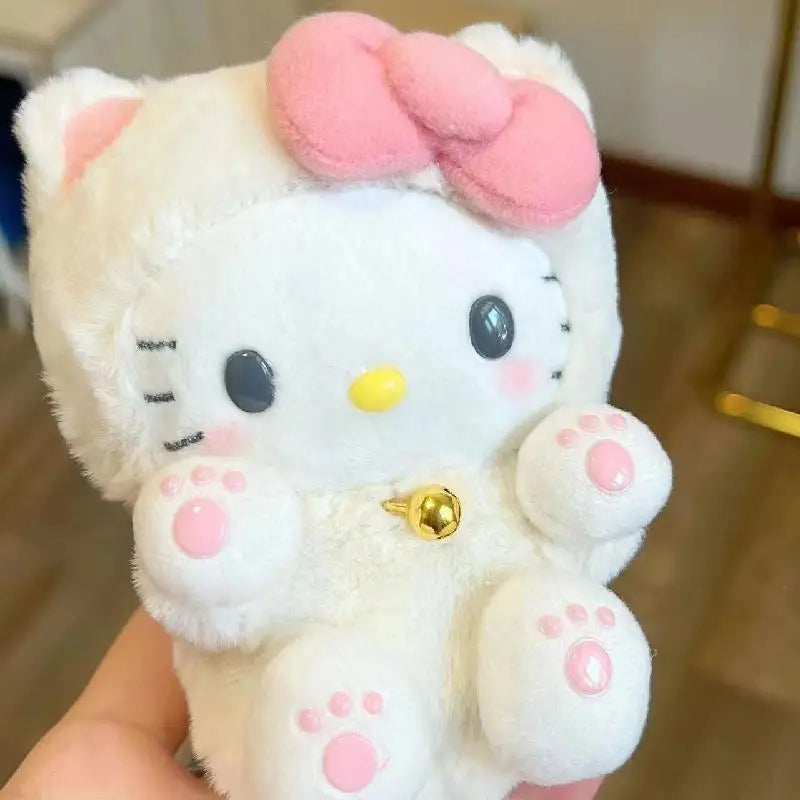 Kitty Cat Kawaii Pink Bow 10cm White Fluffy & Fuzzy Adorable Plushie