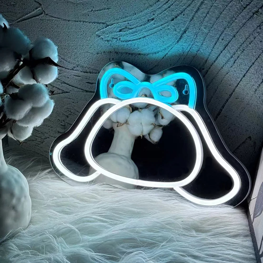 Kawaii Character Cinna Blue LED Wall Mirror