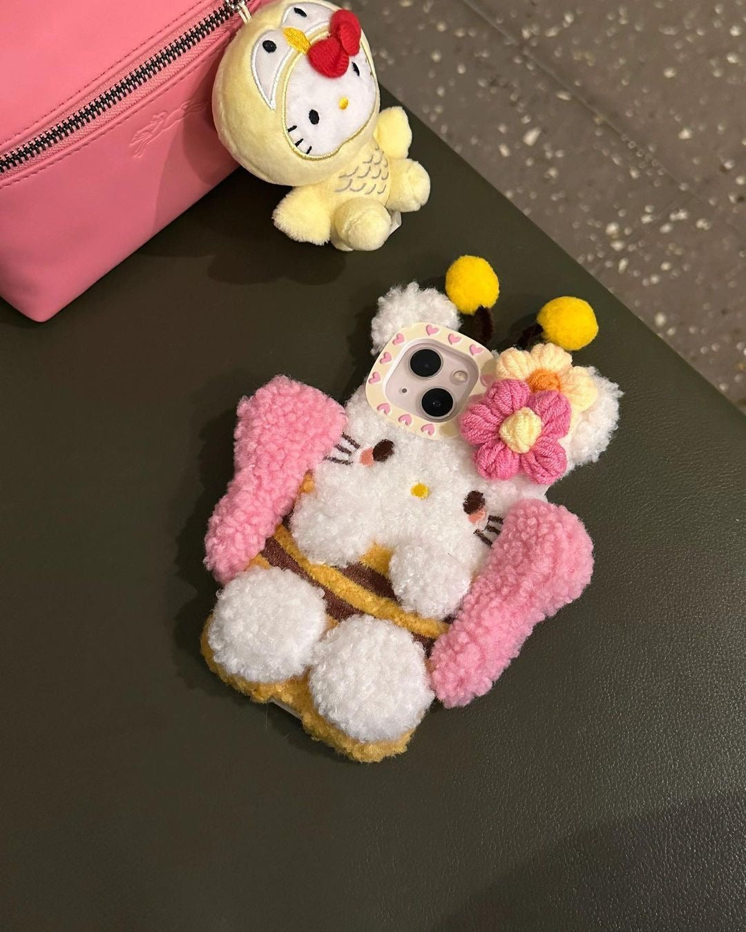 Kitty Kawaii Fluffy Fuzzy Bumblebee Phone Case - Bouquet Blossoms Shop