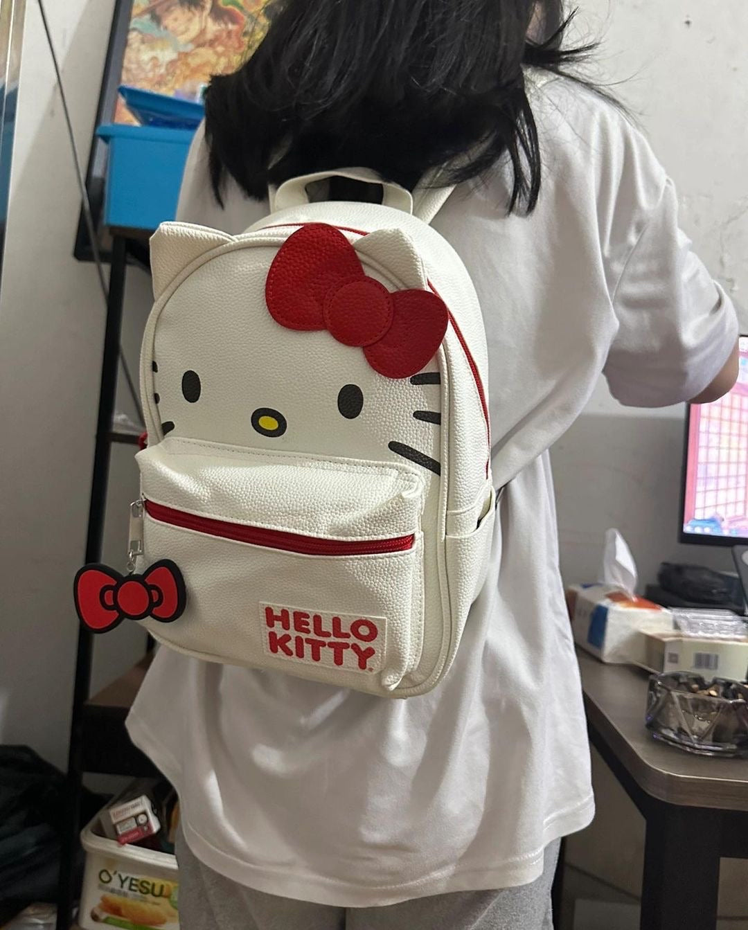 Kitty Kawaii Red White Bow Backpack Bag - Bouquet Blossoms Shop