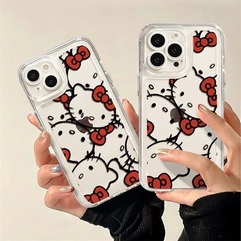 Kitty Kawaii Multi Clear Red Bow Phone Cases - Bouquet Blossoms Shop