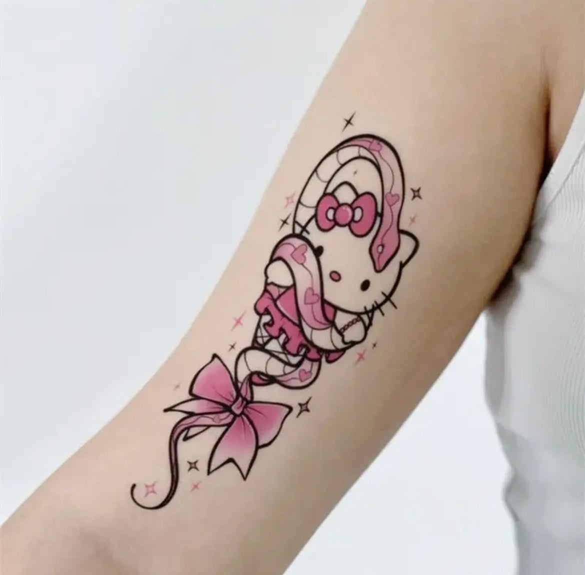 Kawaii Kitty 10pcs Y2K Pink Temporary Tattoos - Bouquet Blossoms Shop