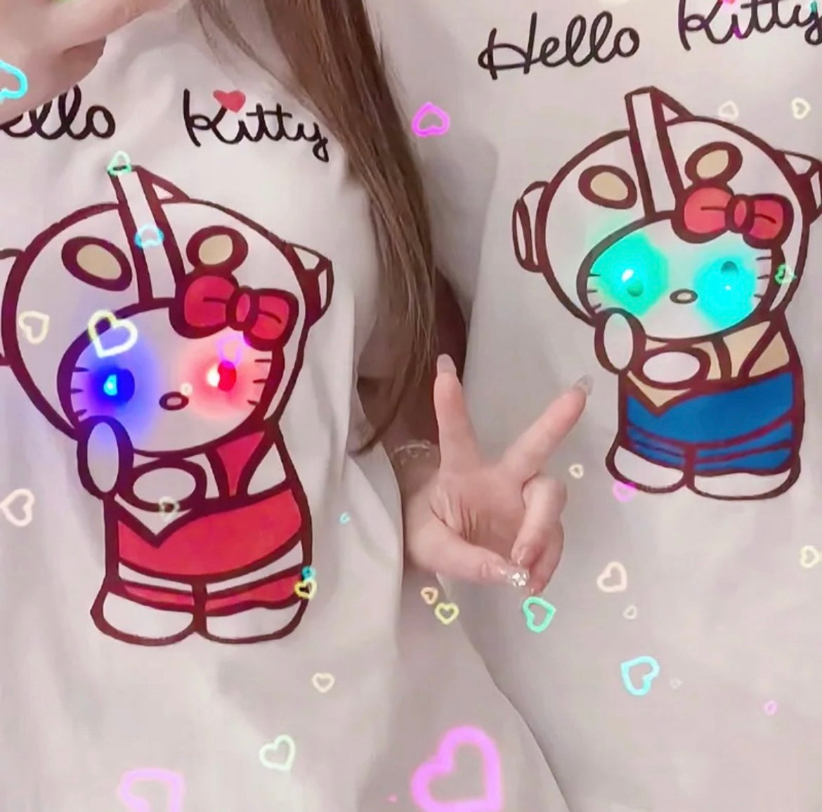 Kawaii Kitty Unisex Light Up Shirt Top (2 Styles) - Bouquet Blossoms Shop