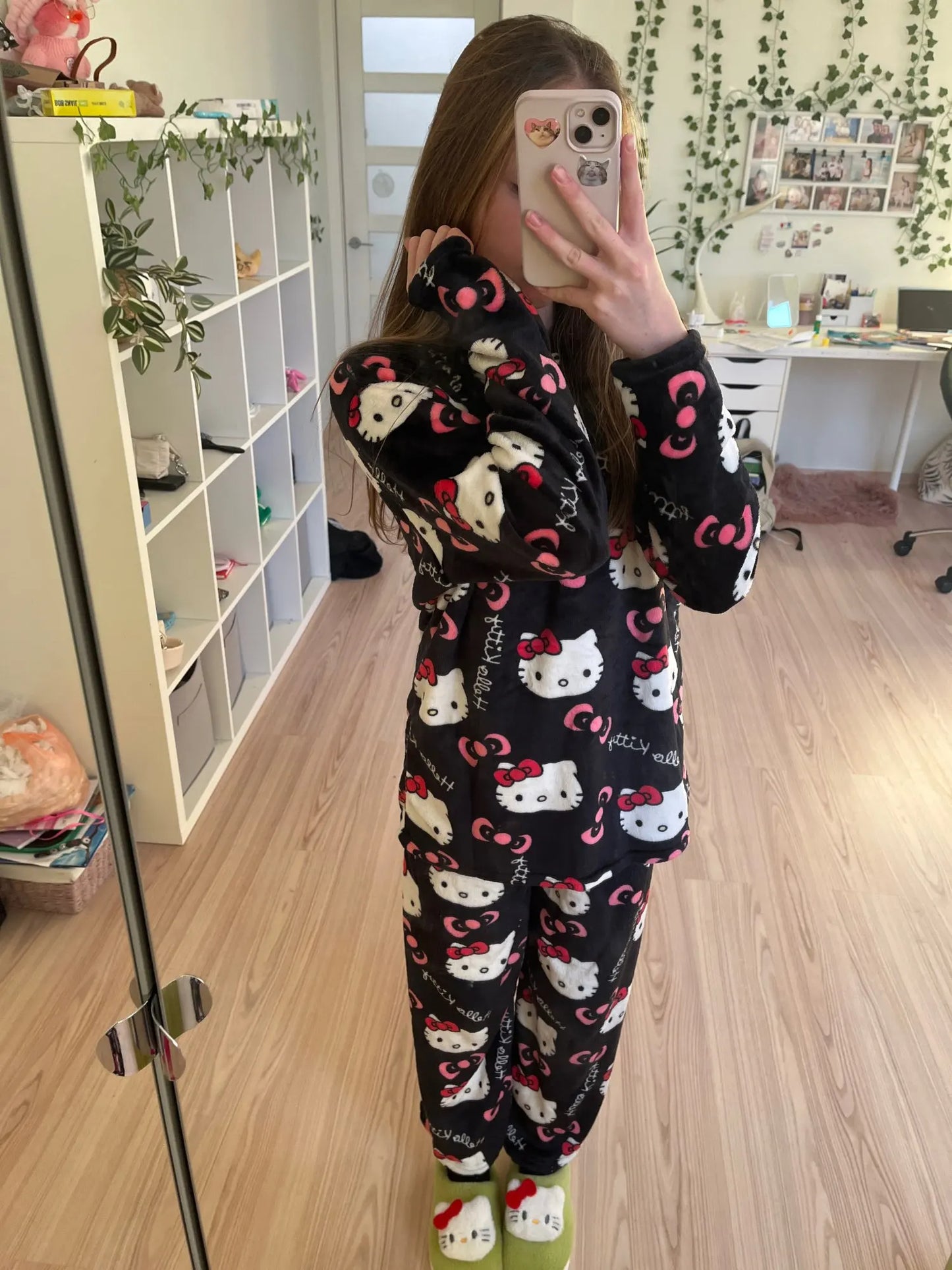 Kitty Kawaii Fleece Pjs Pyjamas Set