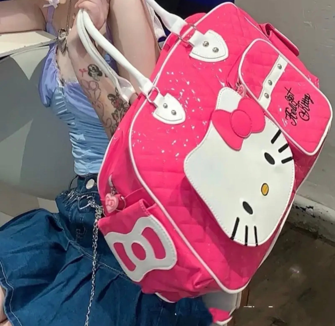 Kitty Kawaii Y2K Travel
Bag - Dark Pink - Bouquet Blossoms Shop