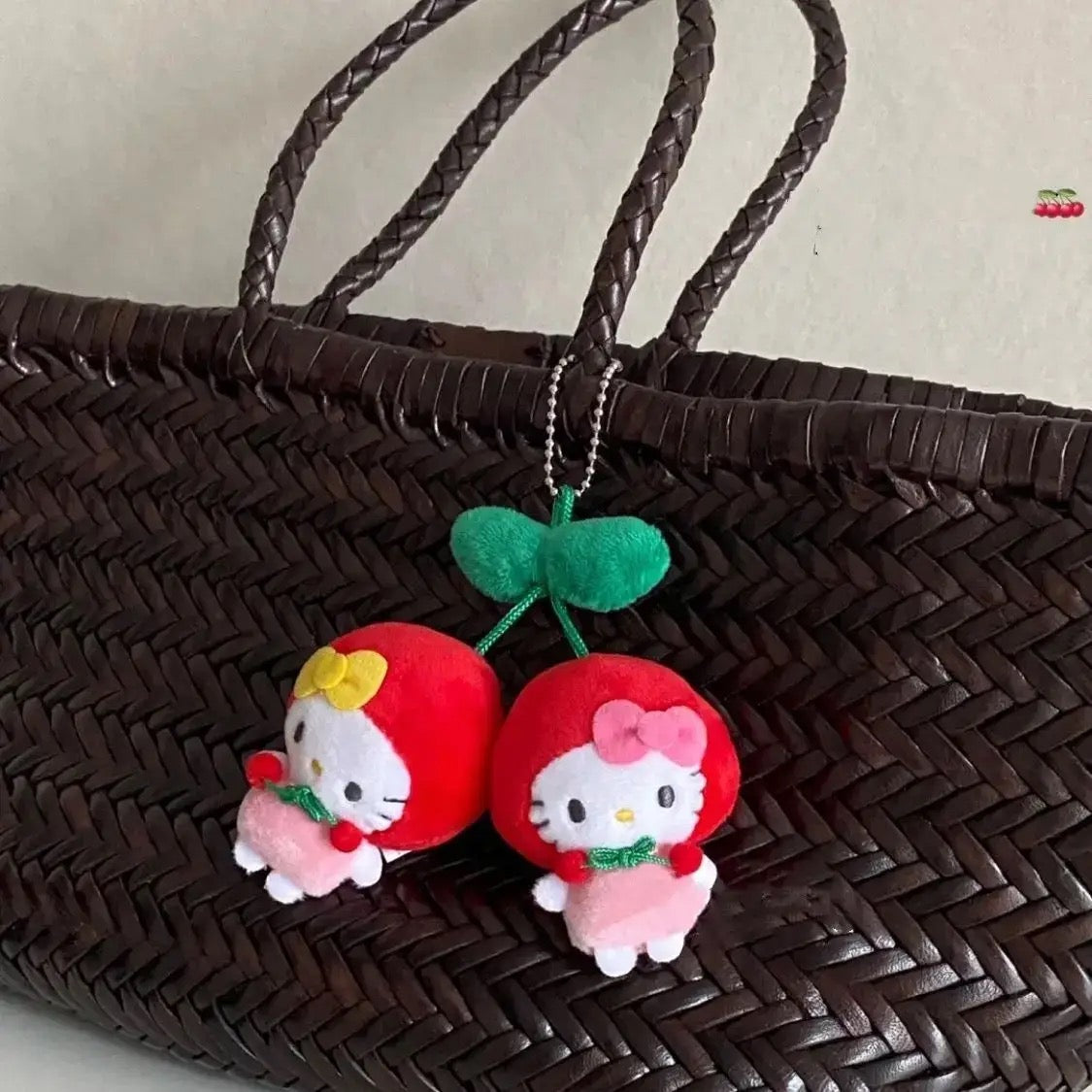 Kawaii Characters Double Cherry Plushie Keychain - Bouquet Blossoms Shop