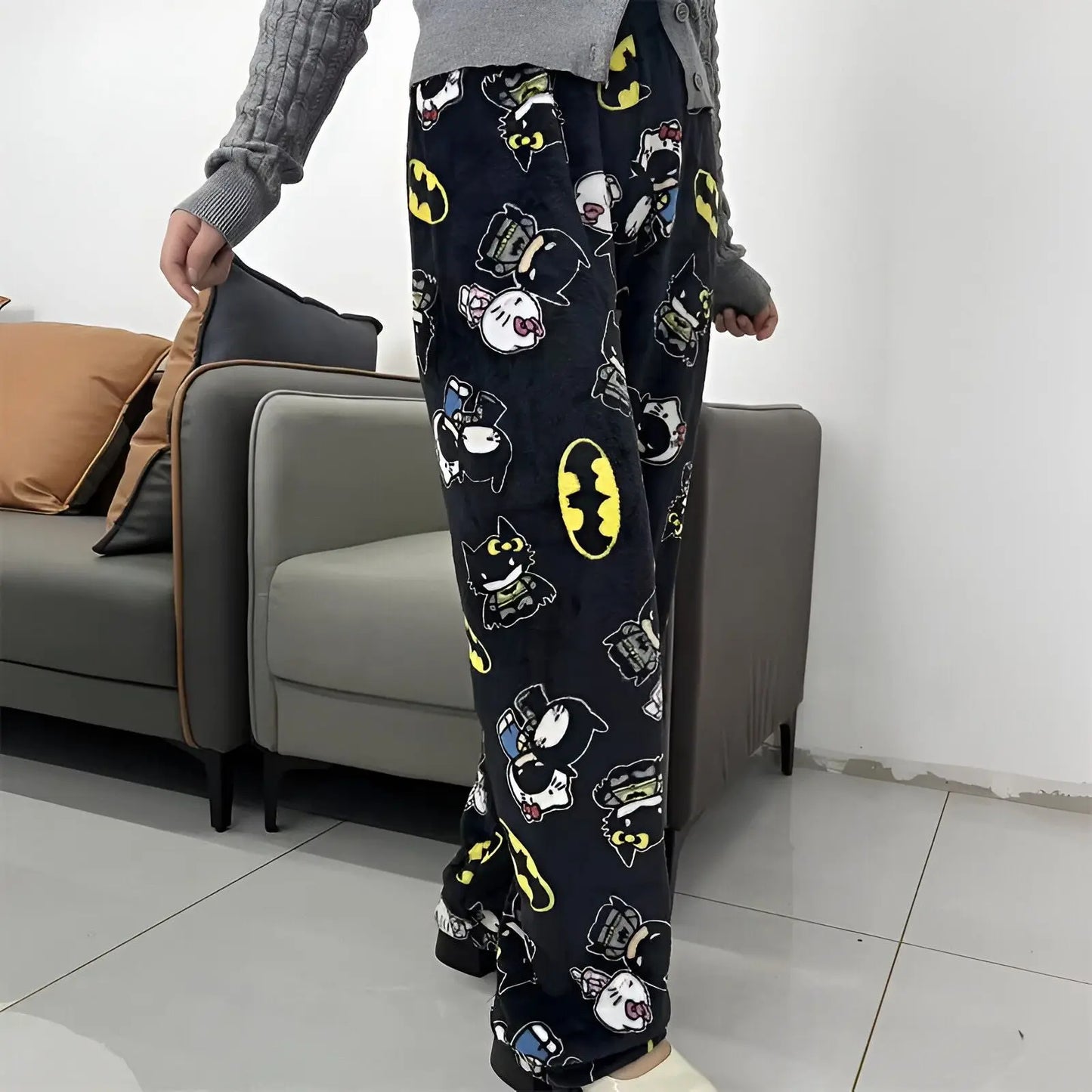 Kitty Kawaii x Bat Hero Fleece Pj Pyjama Pants