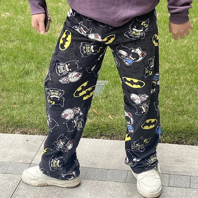 Kitty Kawaii x Bat Hero Fleece Pj Pyjama Pants