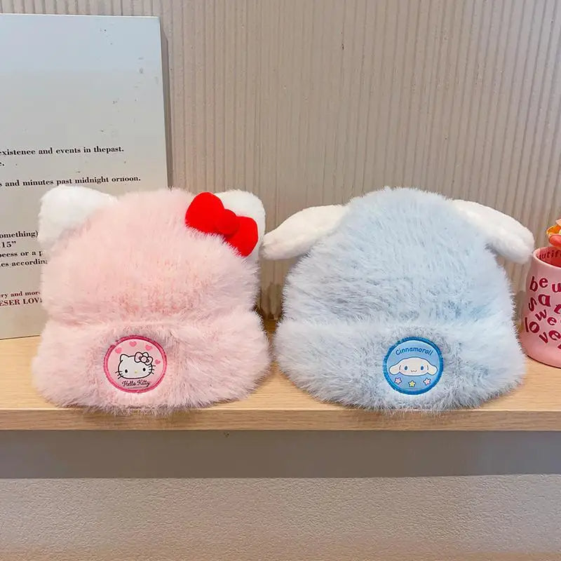 Kawaii Character Fluffy Fuzzy Colourful Plush Winter Beanie (6 Variations)