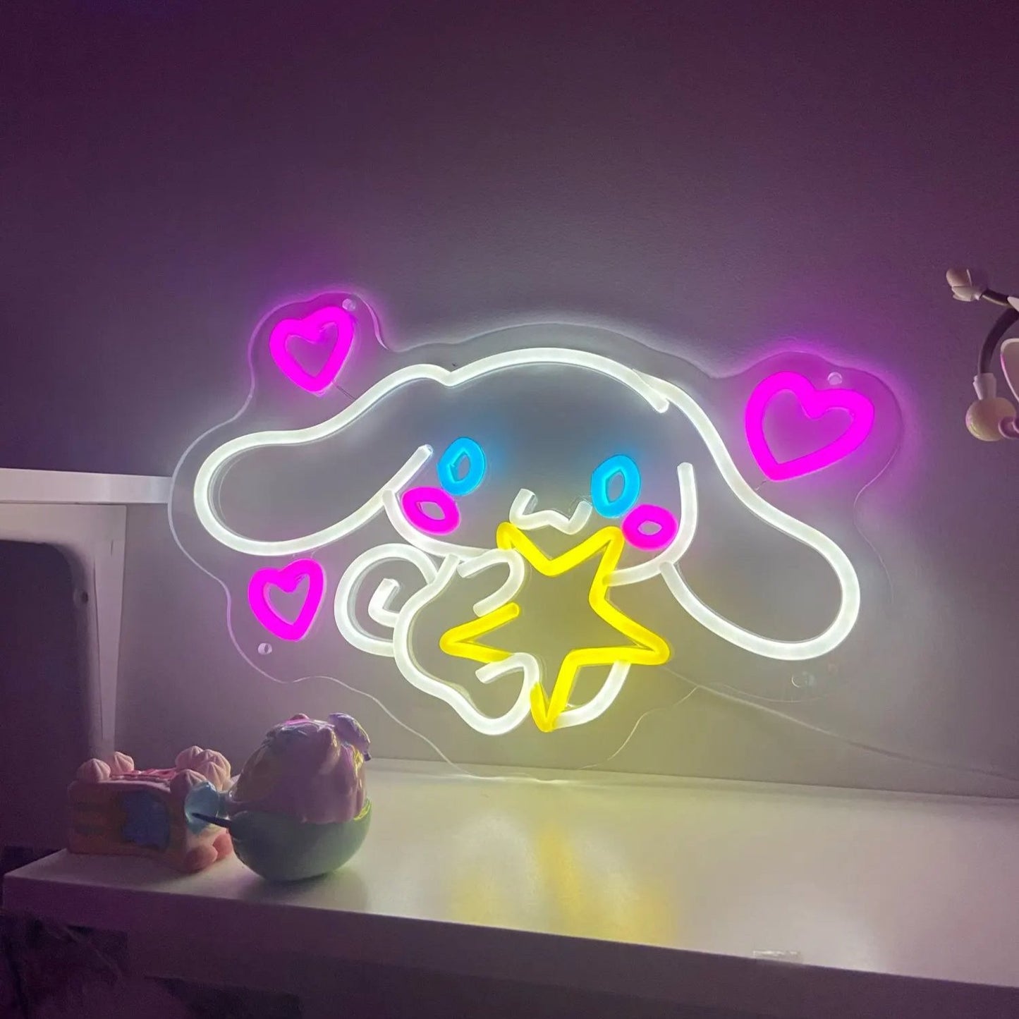 Kawaii Cinna Holding Star LED Neon Wall Light