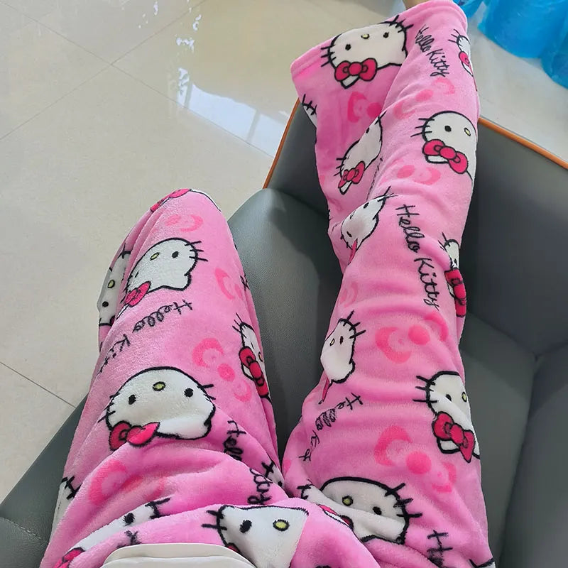 Kitty Kawaii Fleece Pjs Pyjamas (Normal, Christmas & Halloween Design) - Bouquet Blossoms Shop