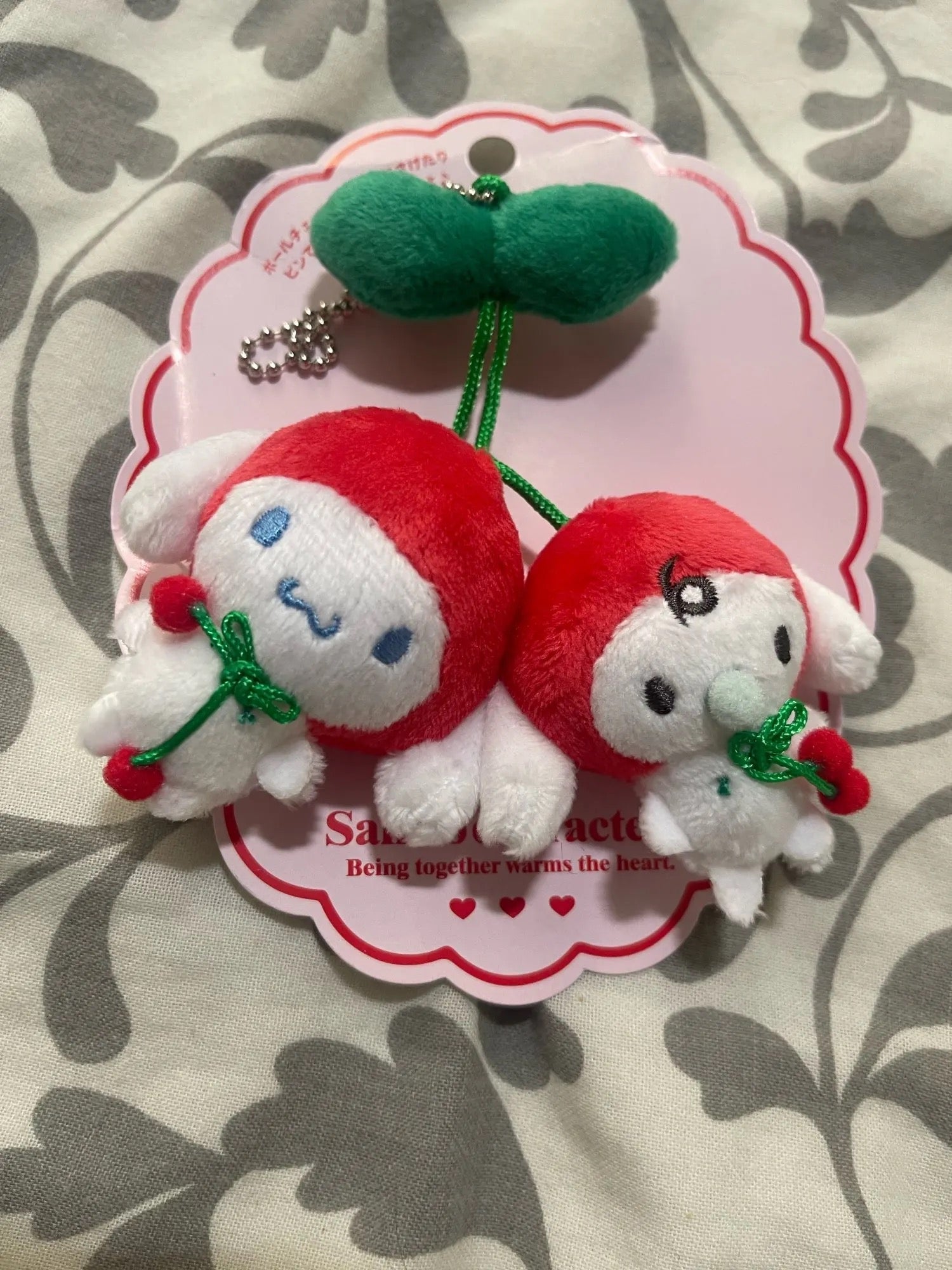 Kawaii Characters Double Cherry Plushie Keychain - Bouquet Blossoms Shop