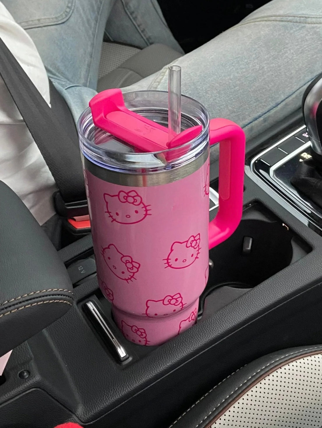 Kawaii Kitty Pink Stanley Cup Flask Pink & Red - Bouquet Blossoms Shop