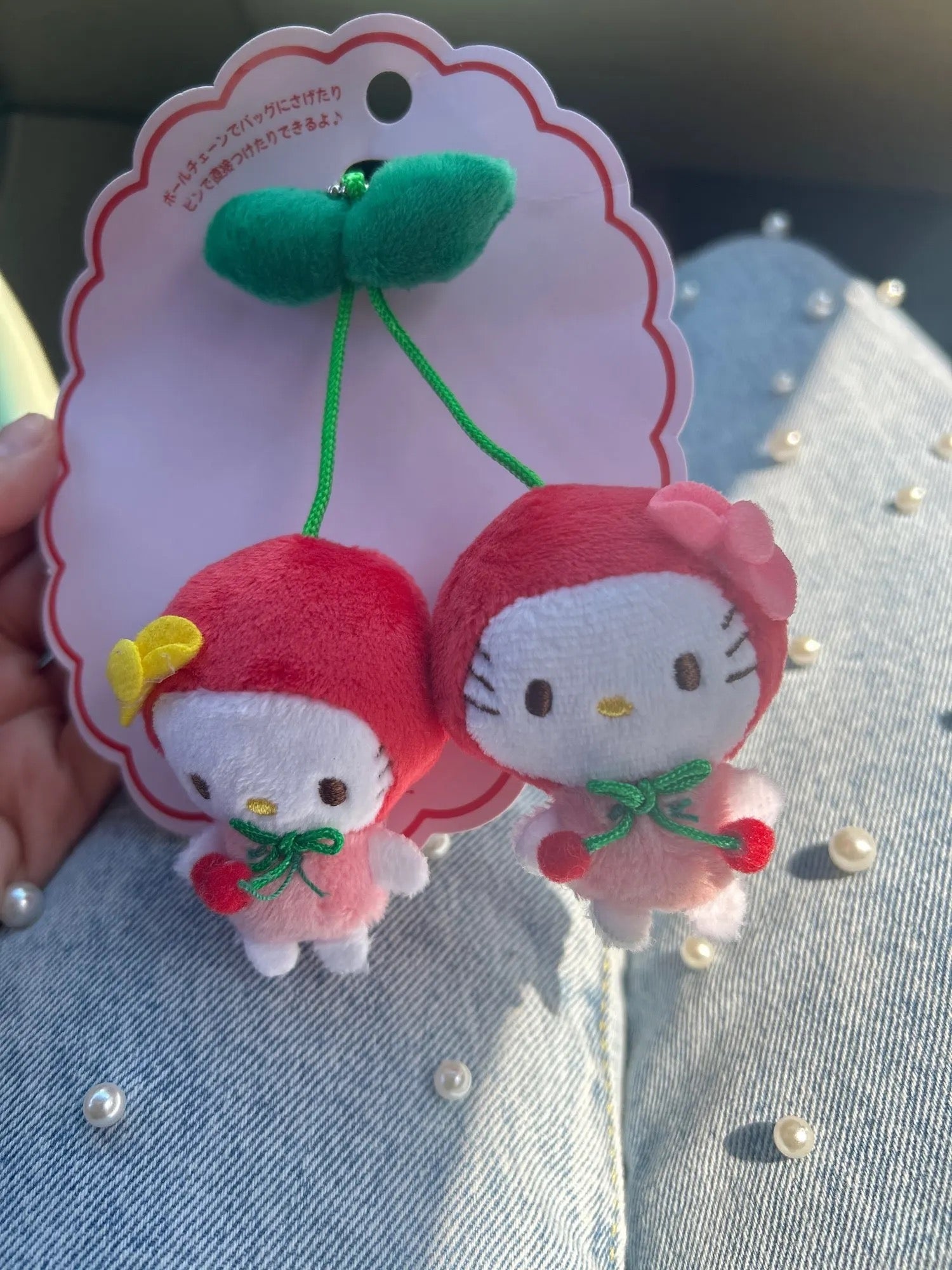 Kawaii Characters Double Cherry Plushie Keychain - Bouquet Blossoms Shop