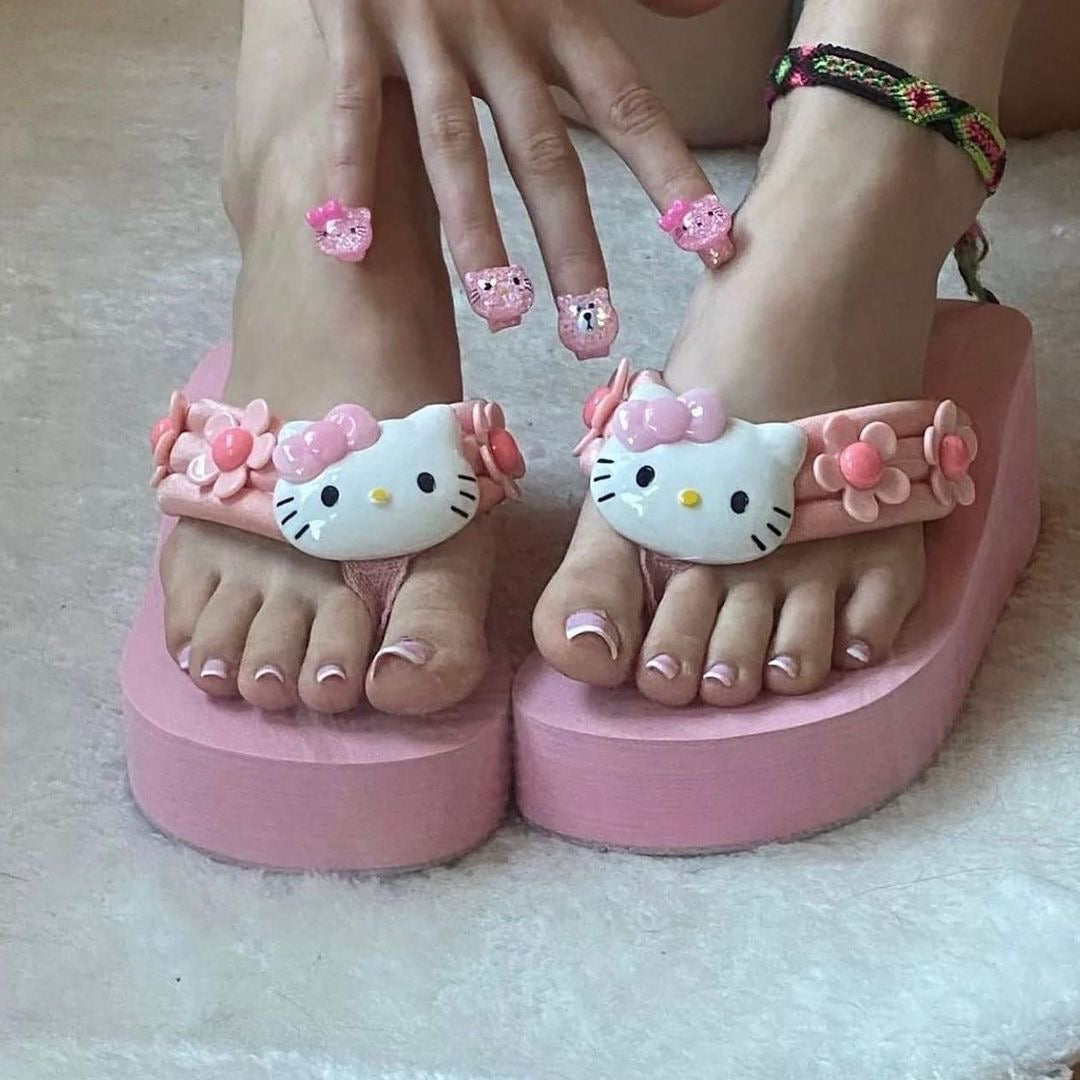 Kitty Kawaii Platform Shoe Slippers (4 Styles) - Bouquet Blossoms Shop