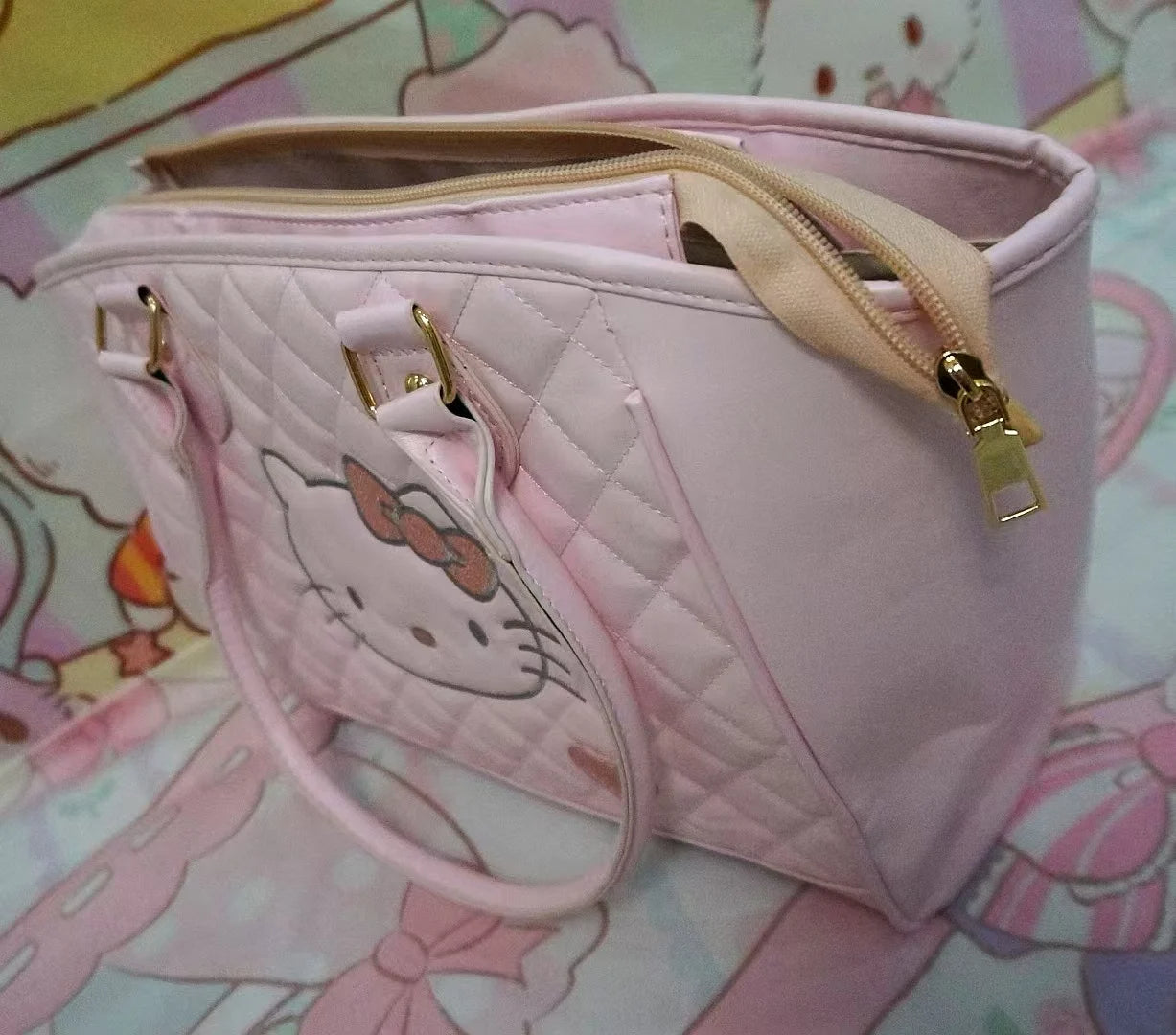 Kitty Kawaii Pink Leather Patterned Shoulder Tote Bag