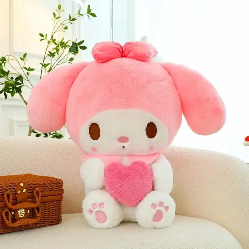 Kawaii Character Small & Jumbo Holding Heart Plushies - Bouquet Blossoms Shop