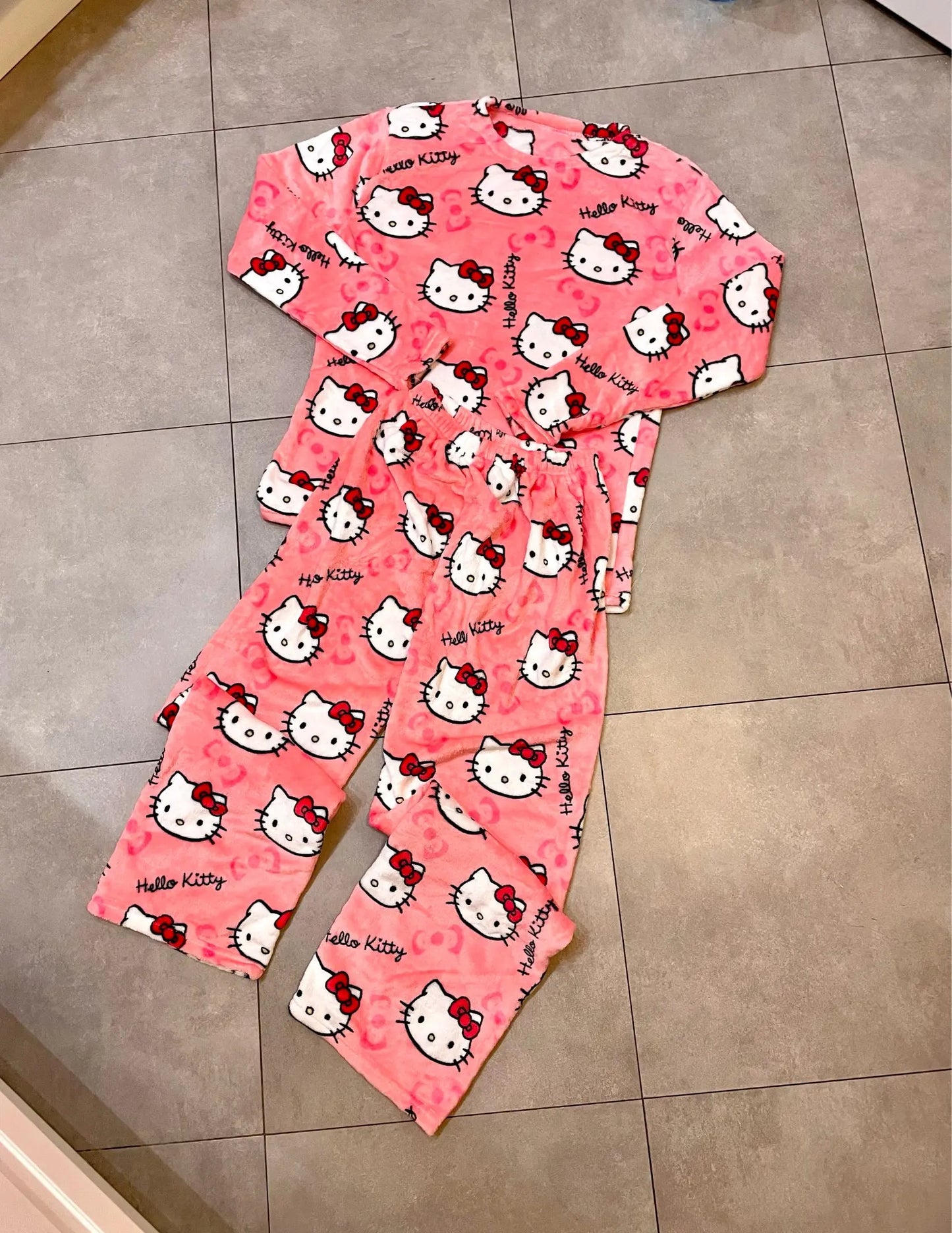 Kitty Kawaii Fleece Pjs Pyjamas Set