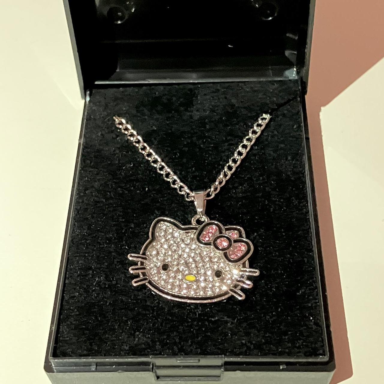 Kitty Kawaii Y2K Pink Bow Diamanté Necklace - Bouquet Blossoms Shop