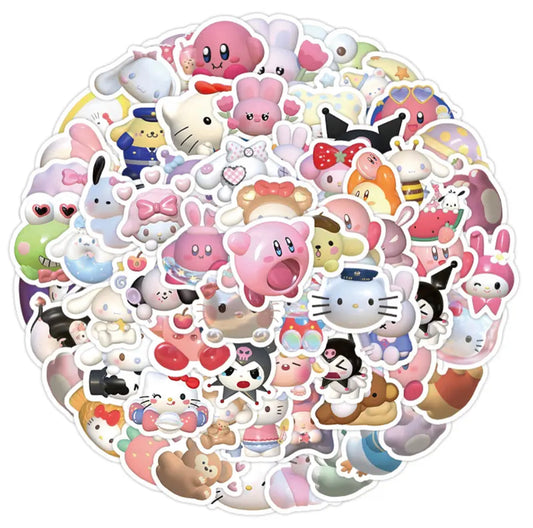 Kawaii Characters 3D 100pcs Stickers - Bouquet Blossoms Shop