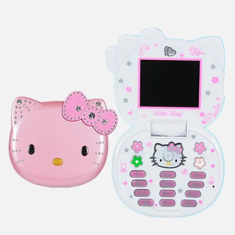 Kitty Kawaii Rhinestone Flip Phone - Bouquet Blossoms Shop