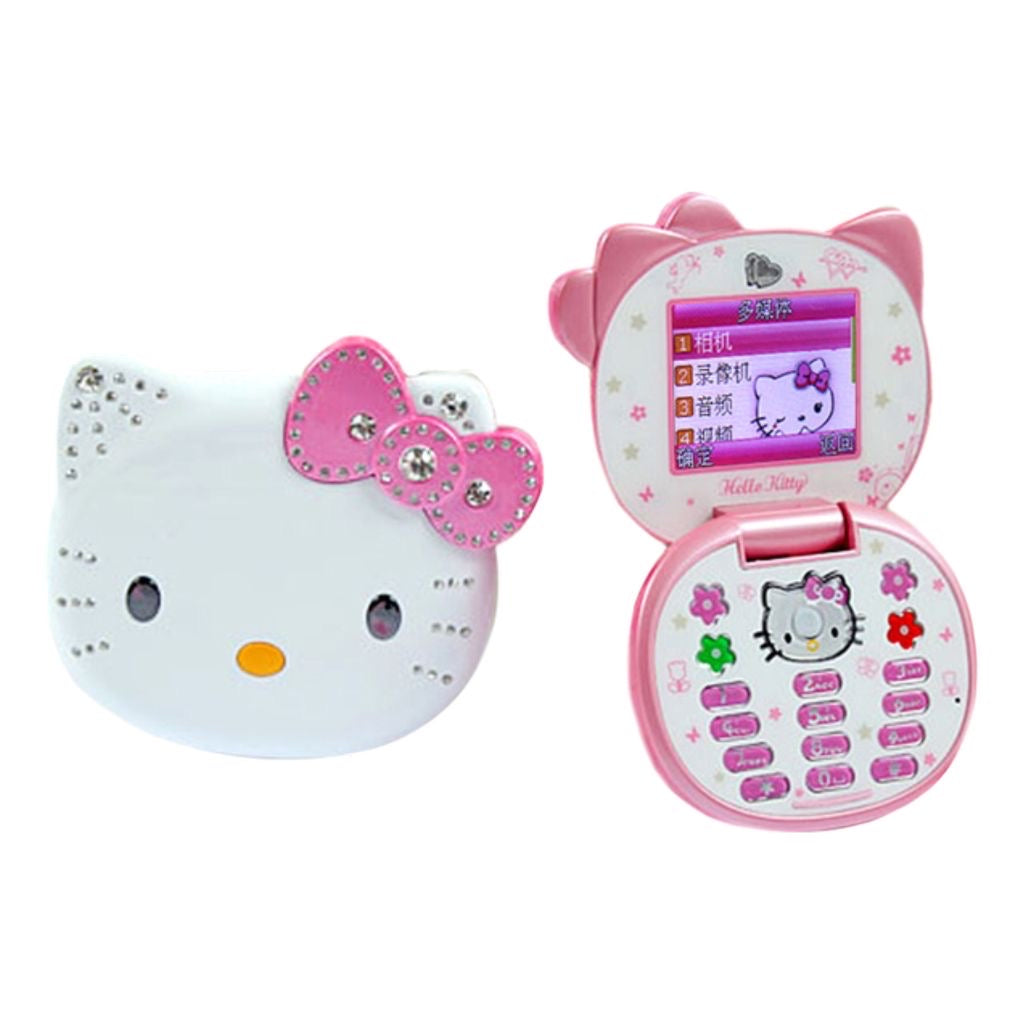 Kitty Kawaii Rhinestone Flip Phone - Bouquet Blossoms Shop