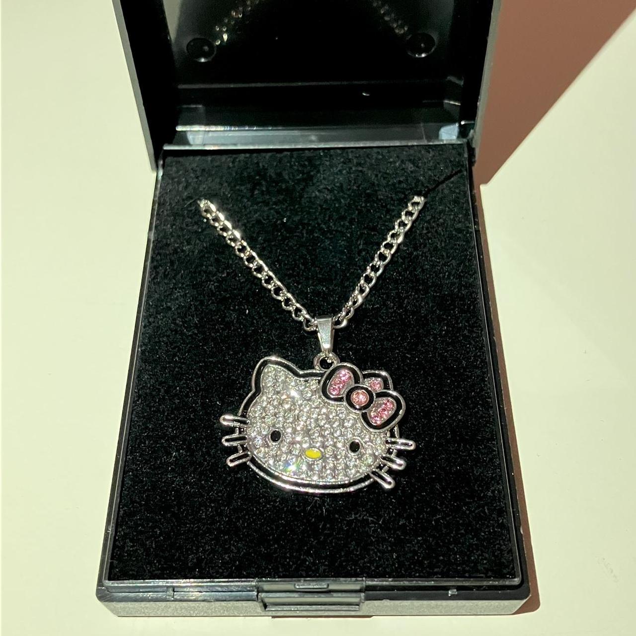 Kitty Kawaii Y2K Pink Bow Diamanté Necklace - Bouquet Blossoms Shop