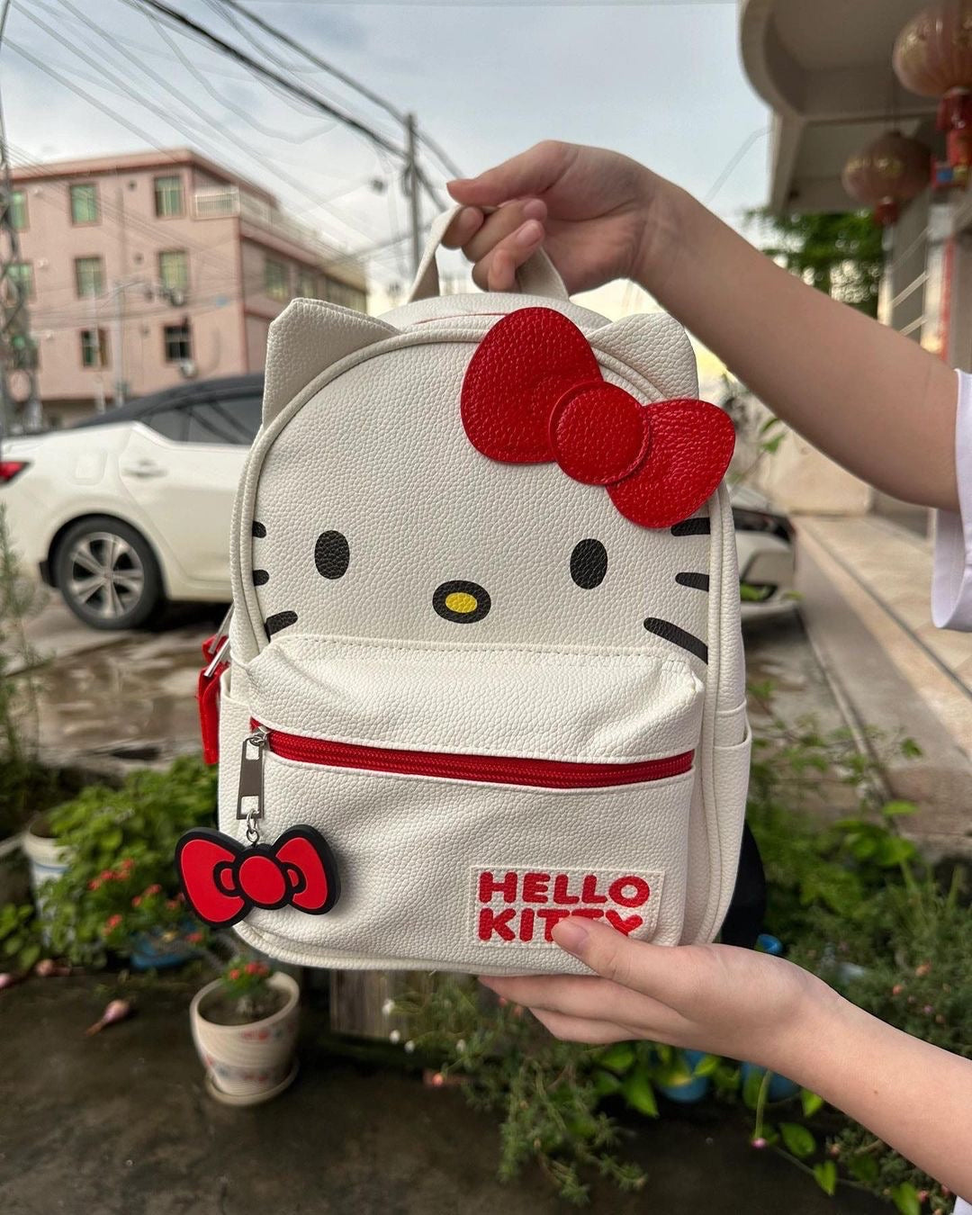 Kitty Kawaii Red White Bow Backpack Bag - Bouquet Blossoms Shop