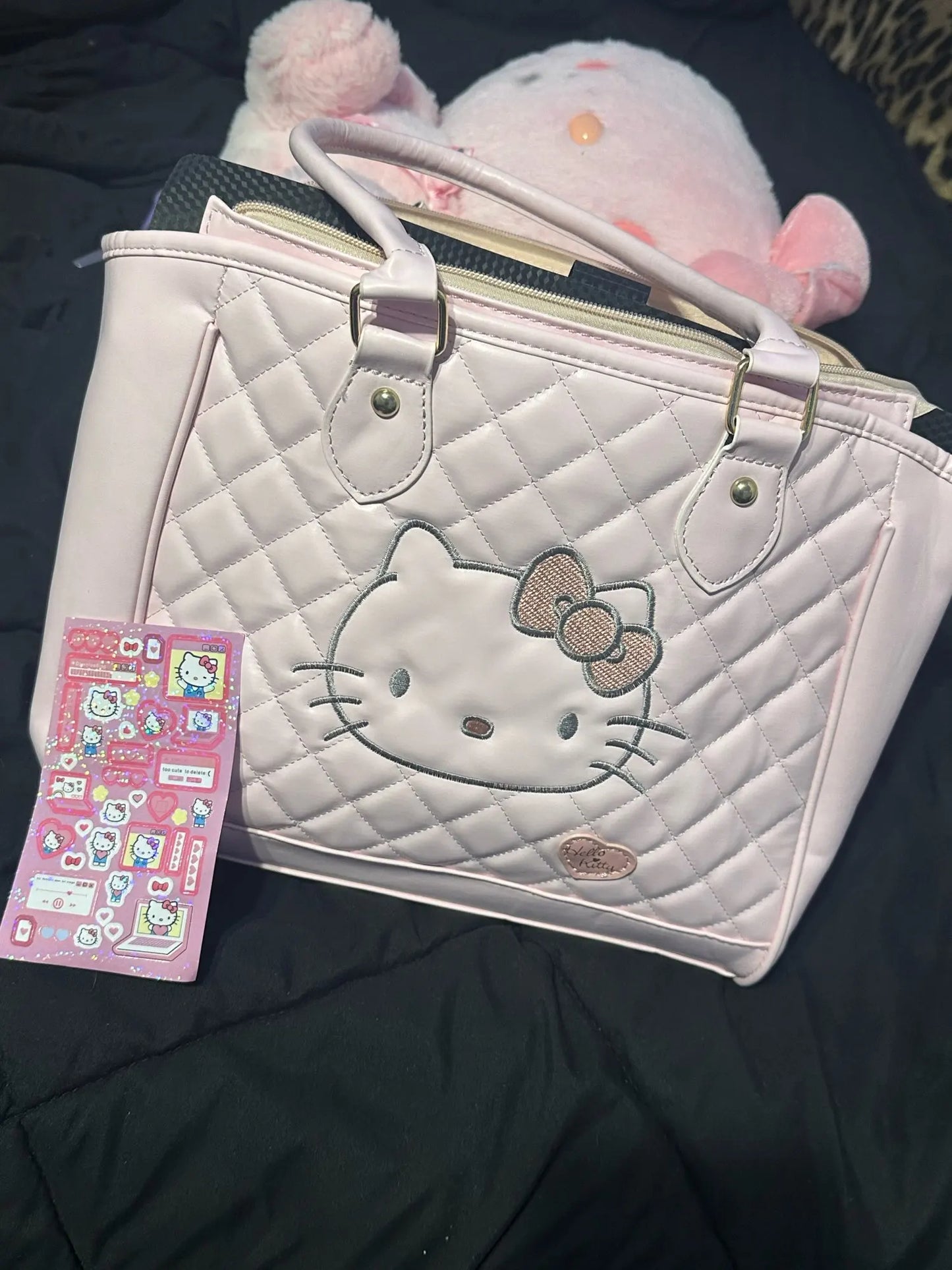 Kitty Kawaii Pink Leather Patterned Shoulder Tote Bag