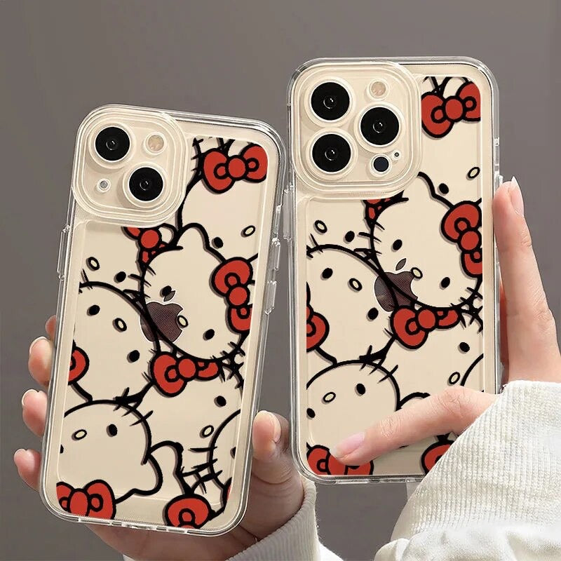 Kitty Kawaii Multi Clear Red Bow Phone Cases - Bouquet Blossoms Shop