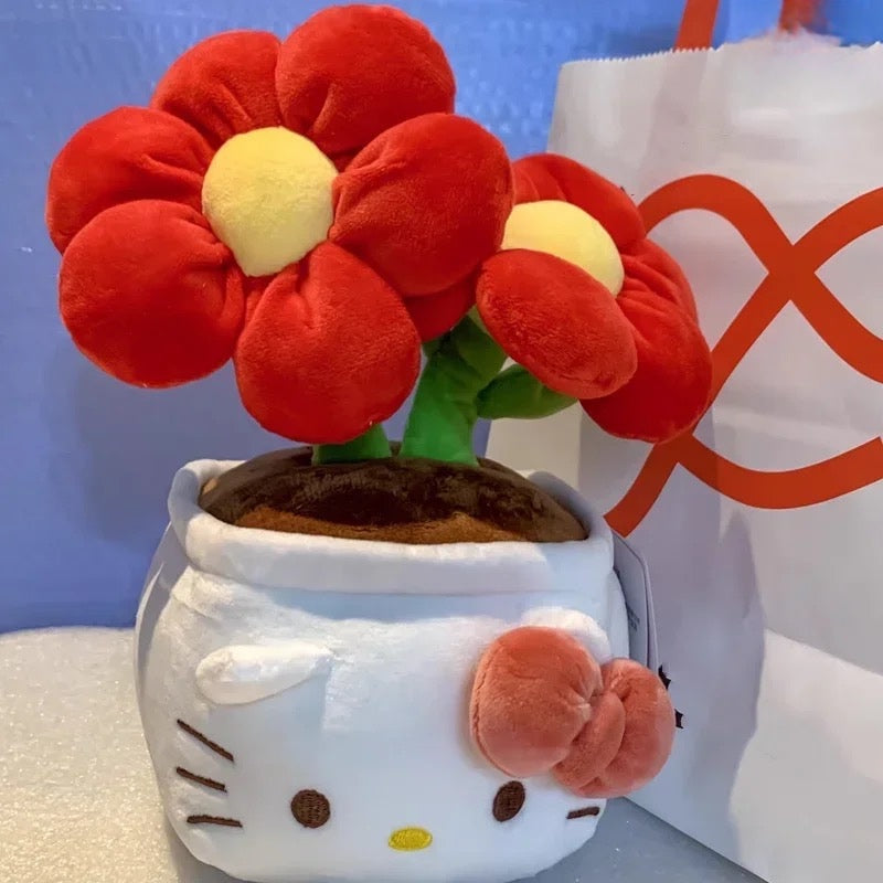 Kitty Kawaii Flower Pot Plushies (Purple & Red) - Bouquet Blossoms Shop